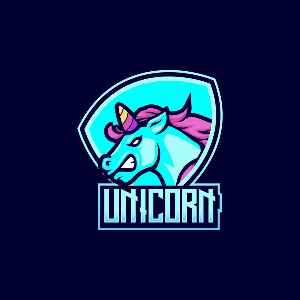 unicorn esport logotyp vektor