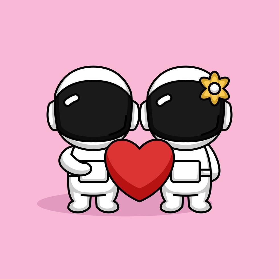 süßes paar astronaut valentinstag vektor