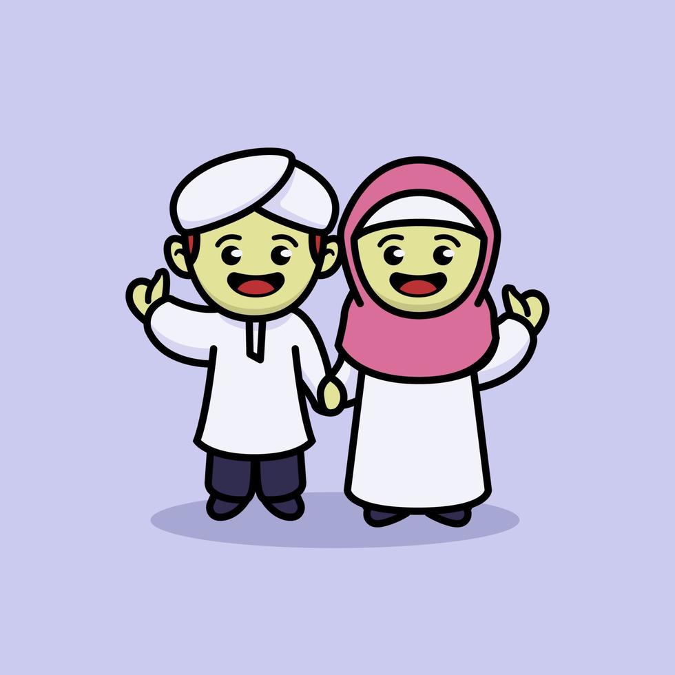 muslimisches Paar Kindermaskottchen vektor