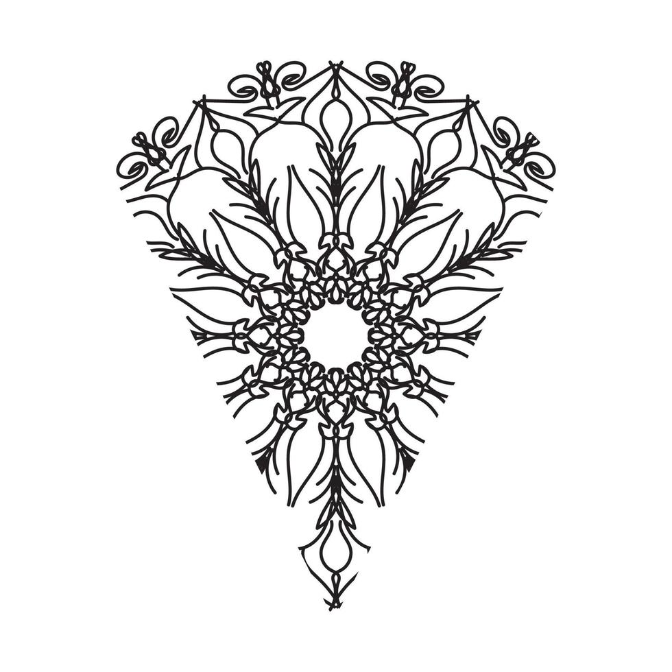 indisches Ornament schwarz weiße Karte mit Mandala vektor