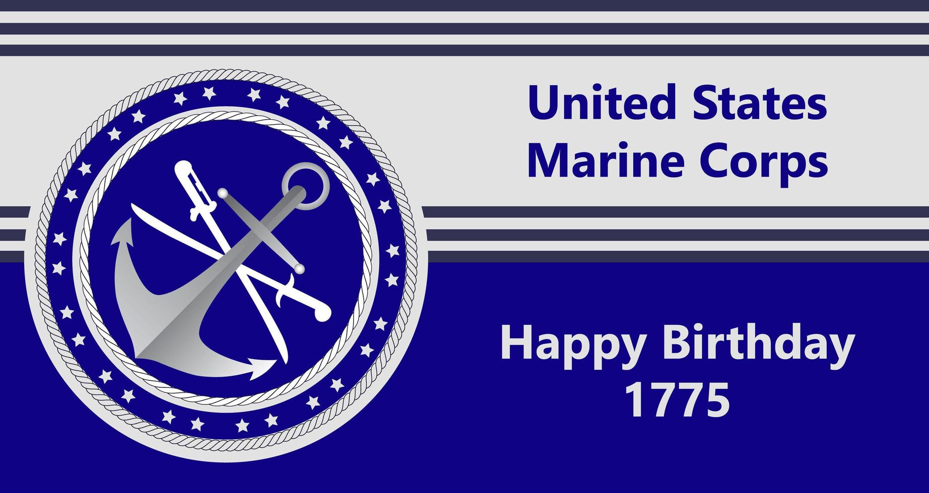 Förenta staternas marinkår grattis på födelsedagen 1775. Nationellt militärevenemang anordnas den 10 november. vektor