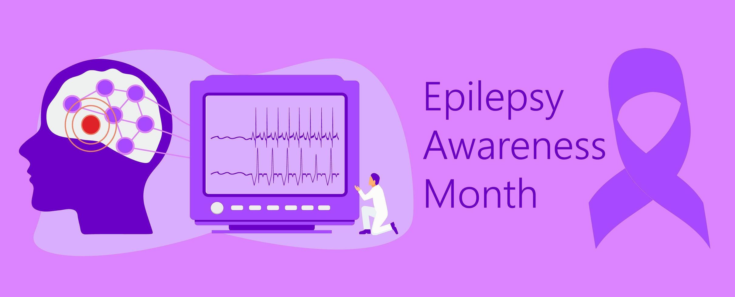 Der epilepsie-bewusstseinsmonat wird im november in den usa organisiert. vektor