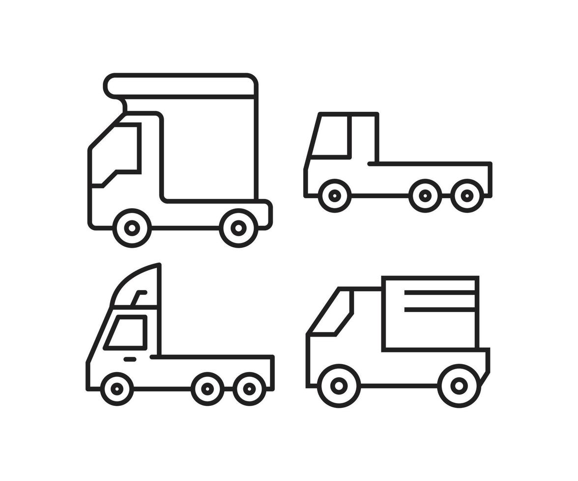lastbil och pickup ikoner set vektor