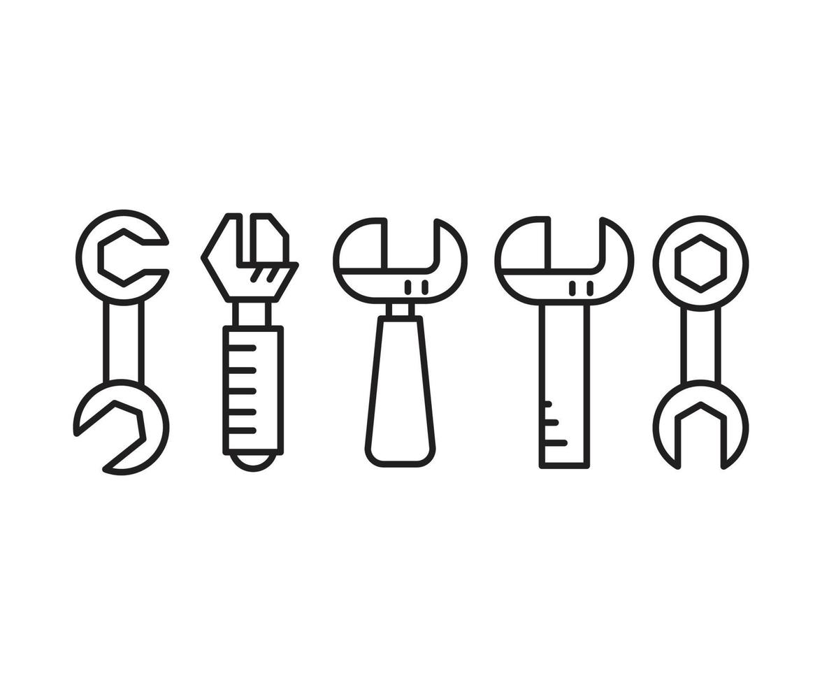 verstellbare Schraubenschlüssel Werkzeugsymbole vektor