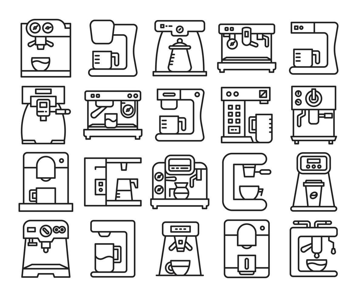 Kaffeemaschine und Kaffeemaschine Symbole gesetzt vektor