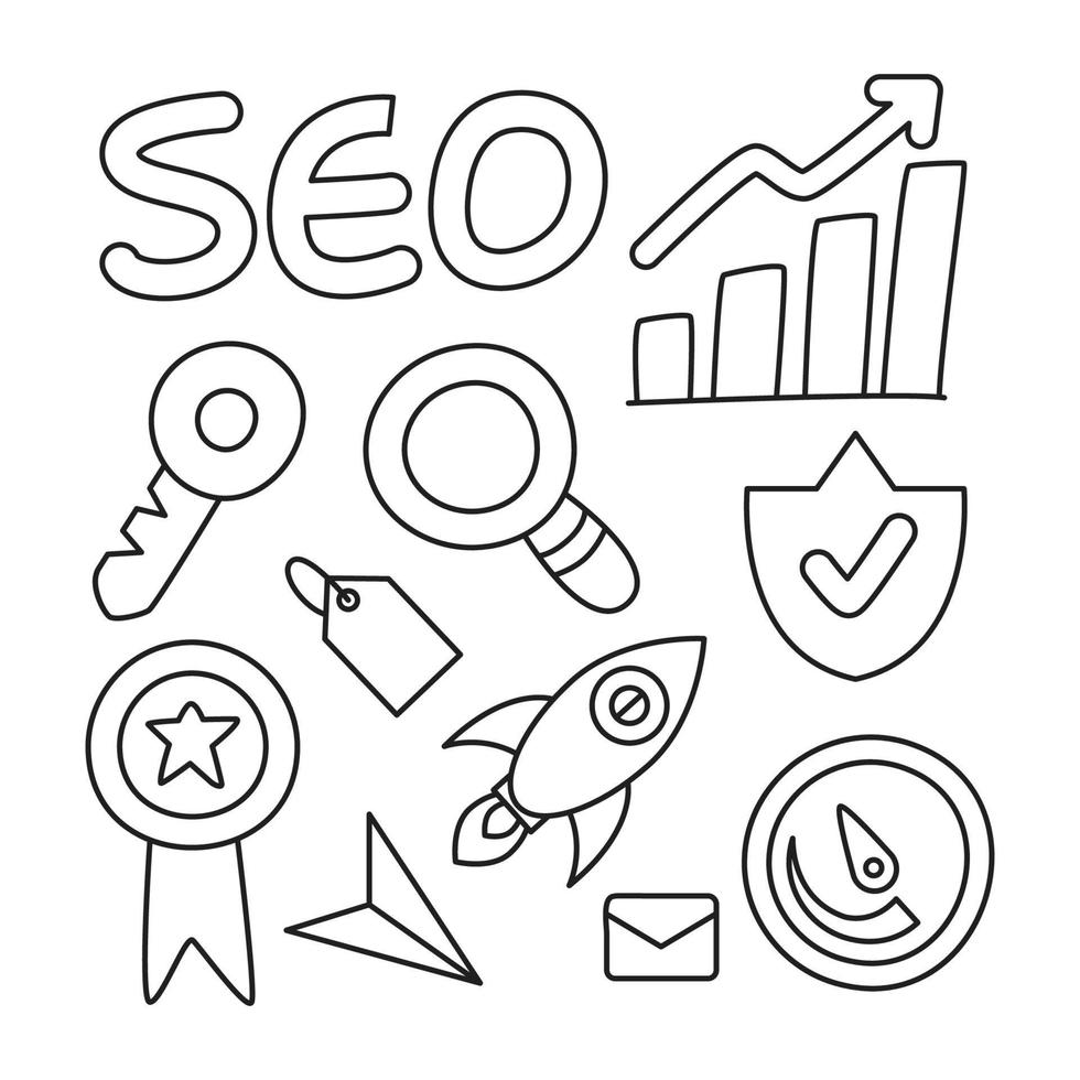 SEO- und Web-Linienillustration vektor