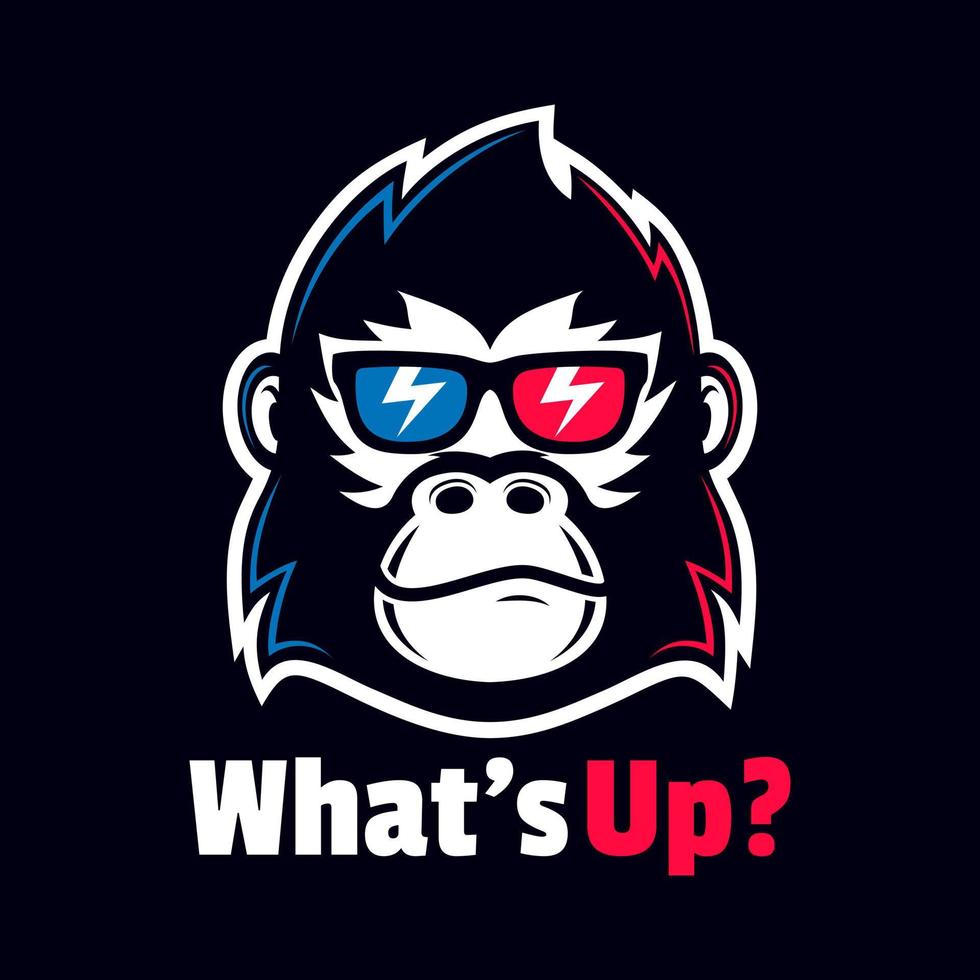 coole Gorilla Kopf tragen Brillen Logo Design vektor