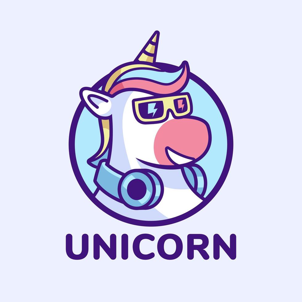 cooles Einhorn mit Sonnenbrille Logo-Design vektor