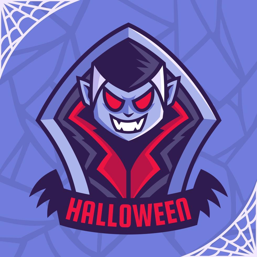 dunkles Dracula-Vampir-Emblem-Logo-Design vektor