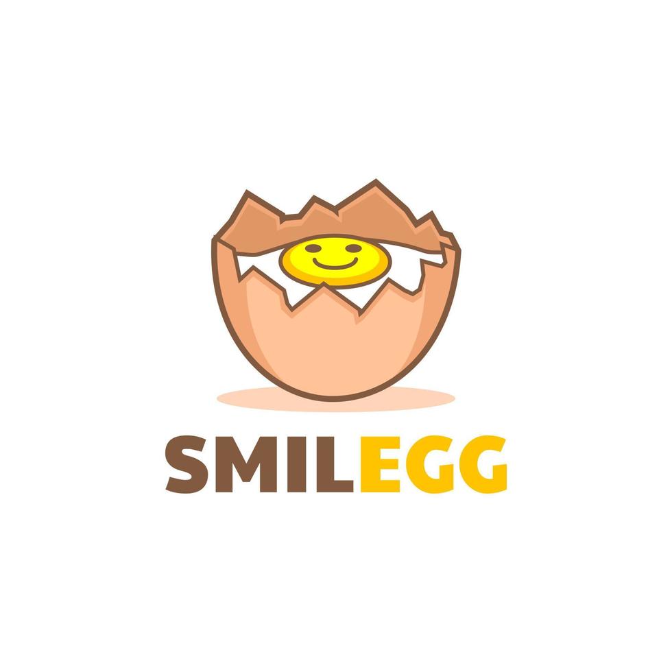 unika spruckna trasiga ägg leende emoticon logotyp design vektor