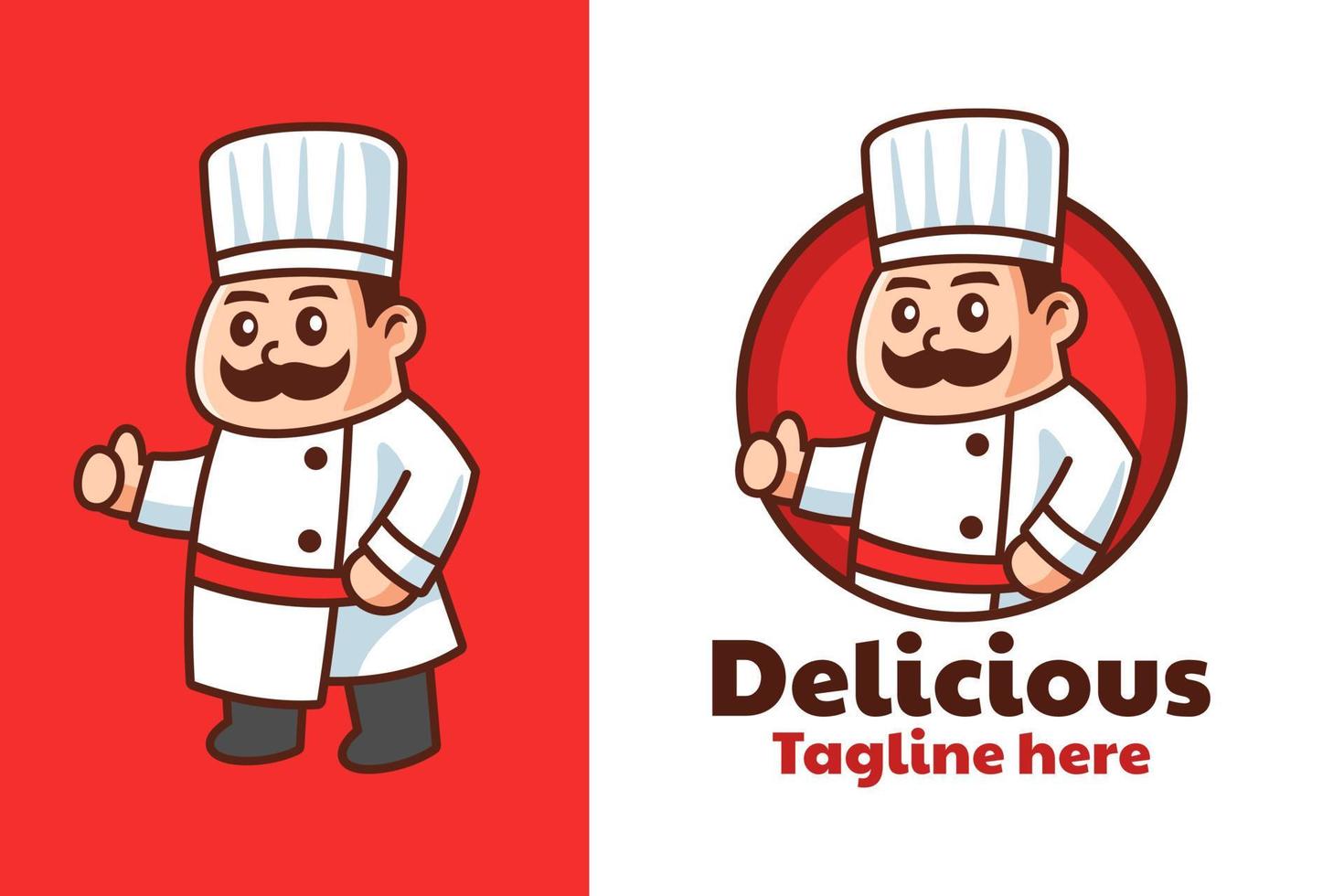 Cartoon-Daumen hoch Chef Maskottchen Logo-Design vektor