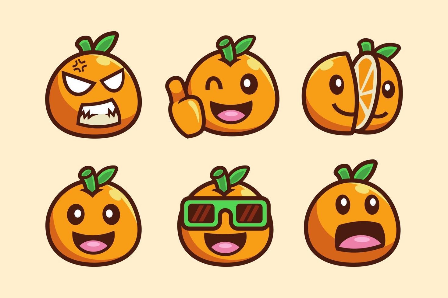 Orangenfrucht-Cartoon-Charakter-Sammlungssatz vektor