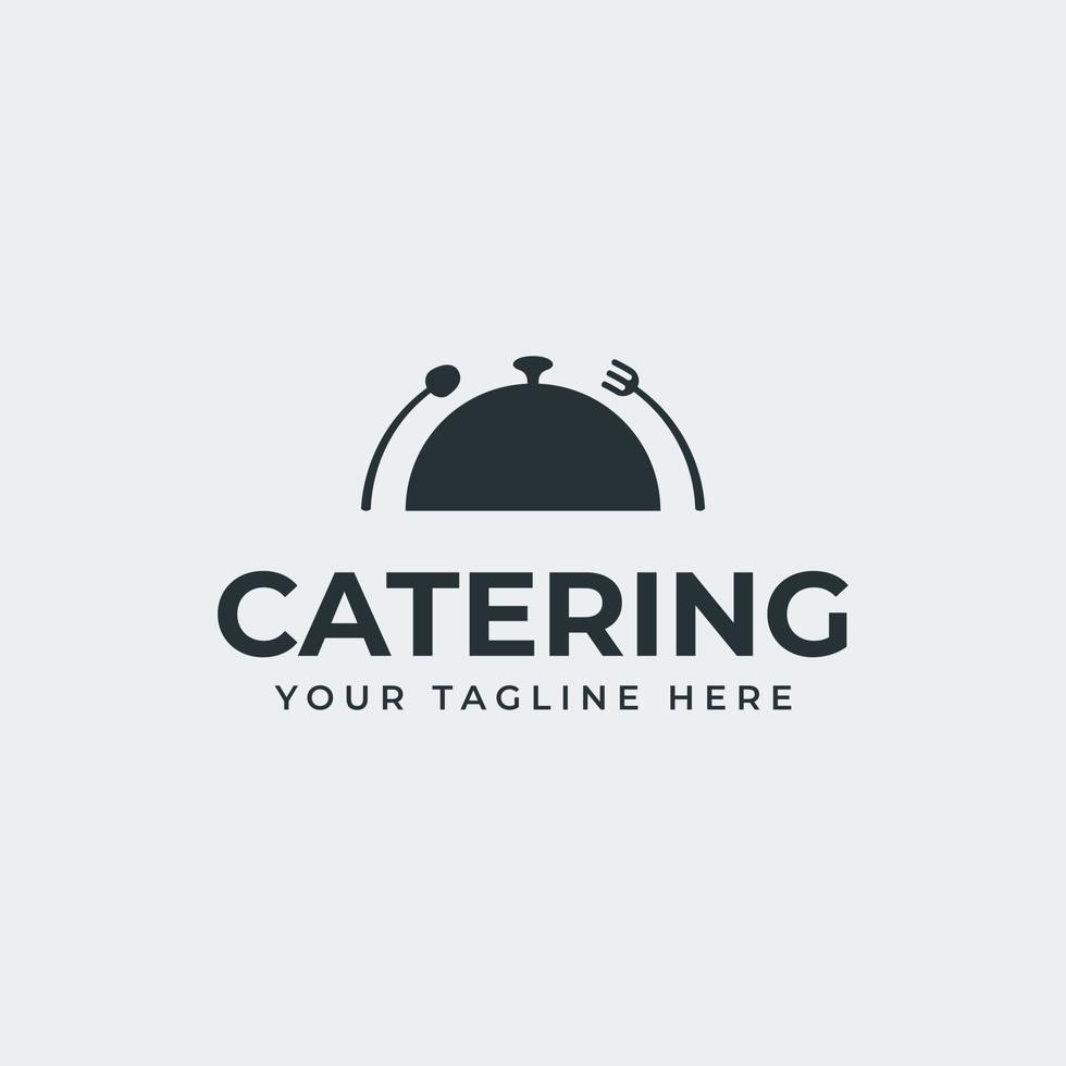 Catering-Logo-Design, mit Dinner-Cover-Symbol, Löffel, Gabel, perfekt für jedes Lebensmittelgeschäftslogo vektor