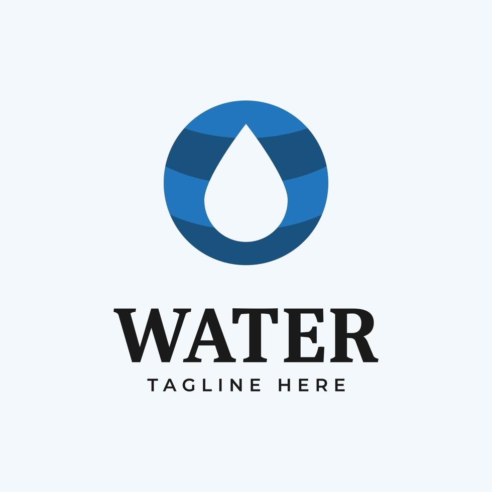 Logo-Vektor-Design für Mineralwasser-Geschäft mit Wassertropfen-Symbol-Darstellung im blauen Kreis vektor