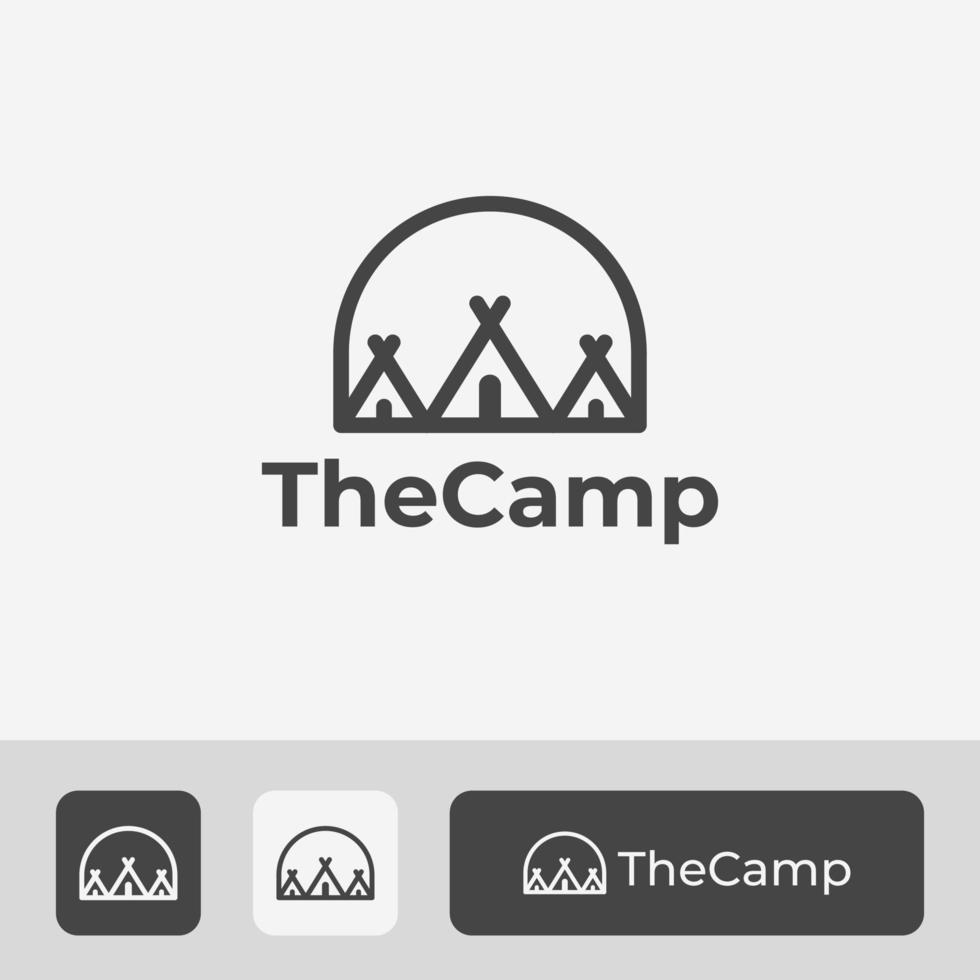 Linie Kunststil Camping Logo Vektordesign mit einfachem Zeltsymbol vektor