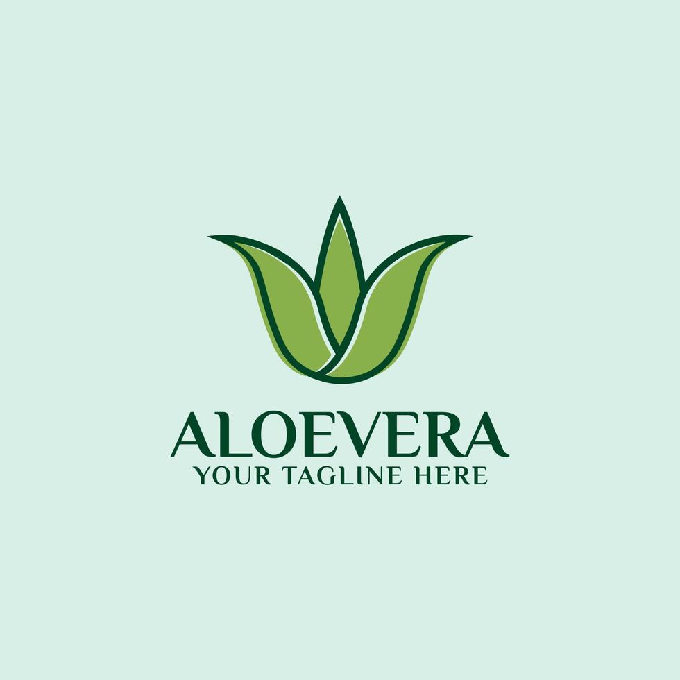 aloe vera eller lidah buaya för naturlig produktlogotypdesign vektor