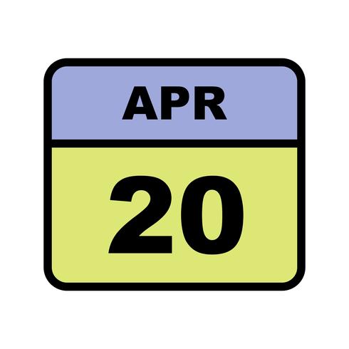 20 april Datum på en enkel dagskalender vektor
