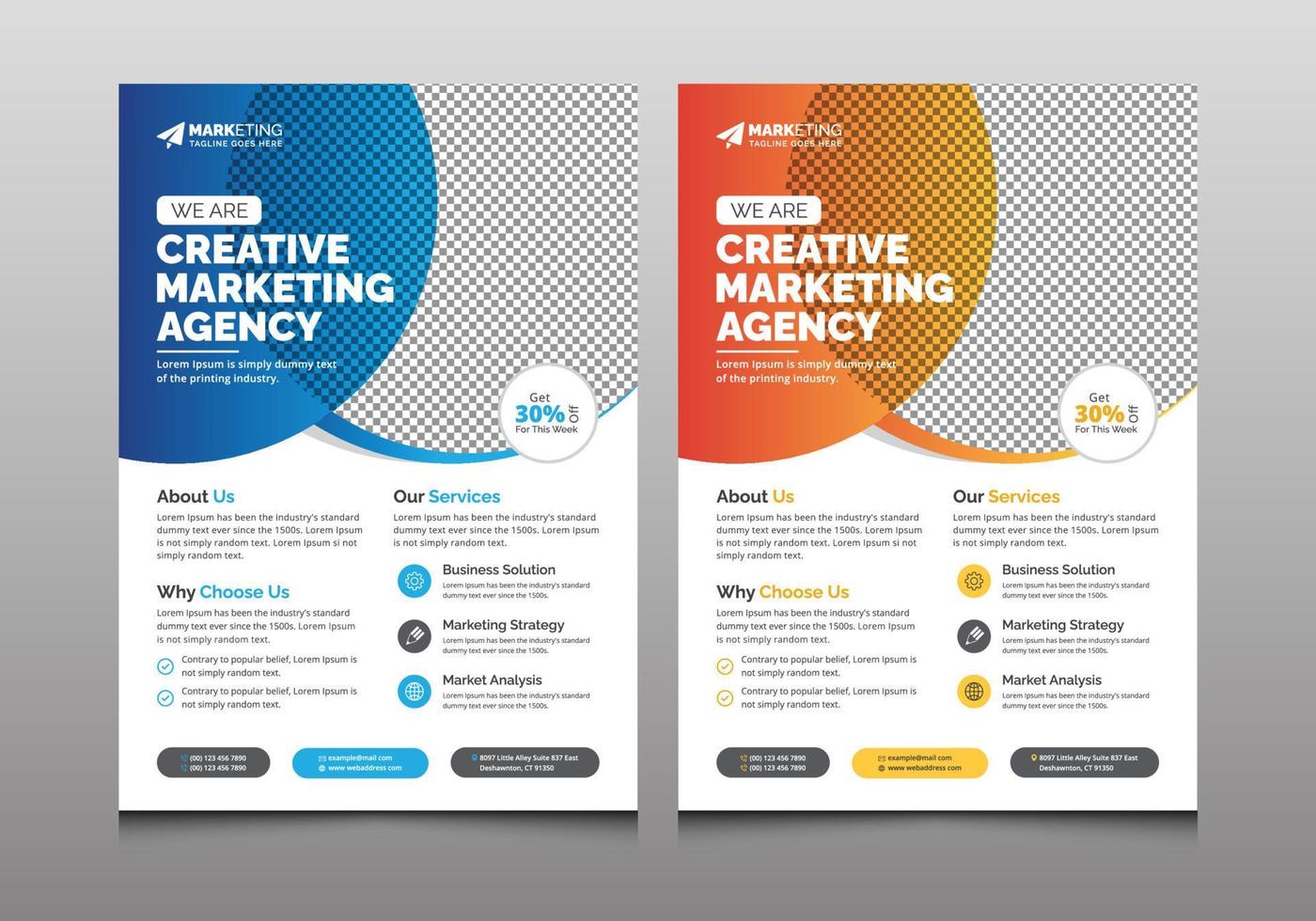 Unternehmens-Flyer-Vorlage, kreatives Business-Broschüren-Layout für Marketing, Werbung, Promotion vektor