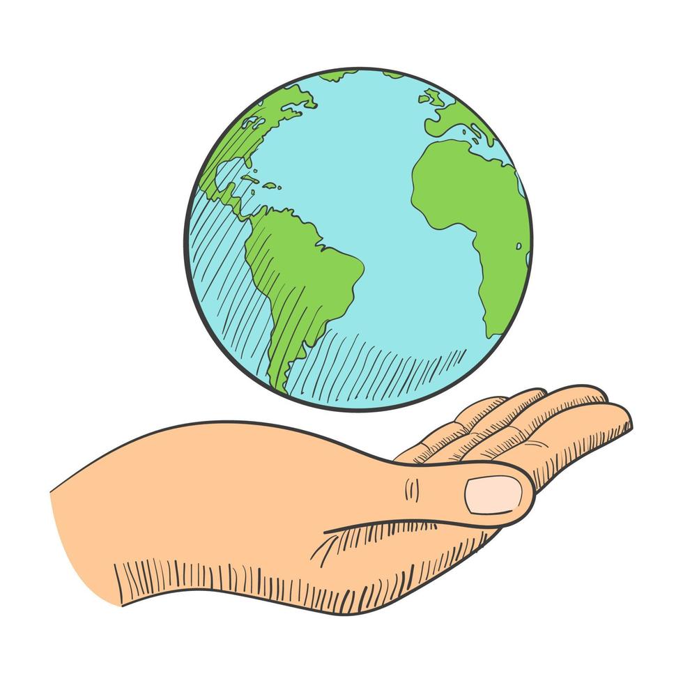 Illustration einer Hand, die einen Globus hält vektor