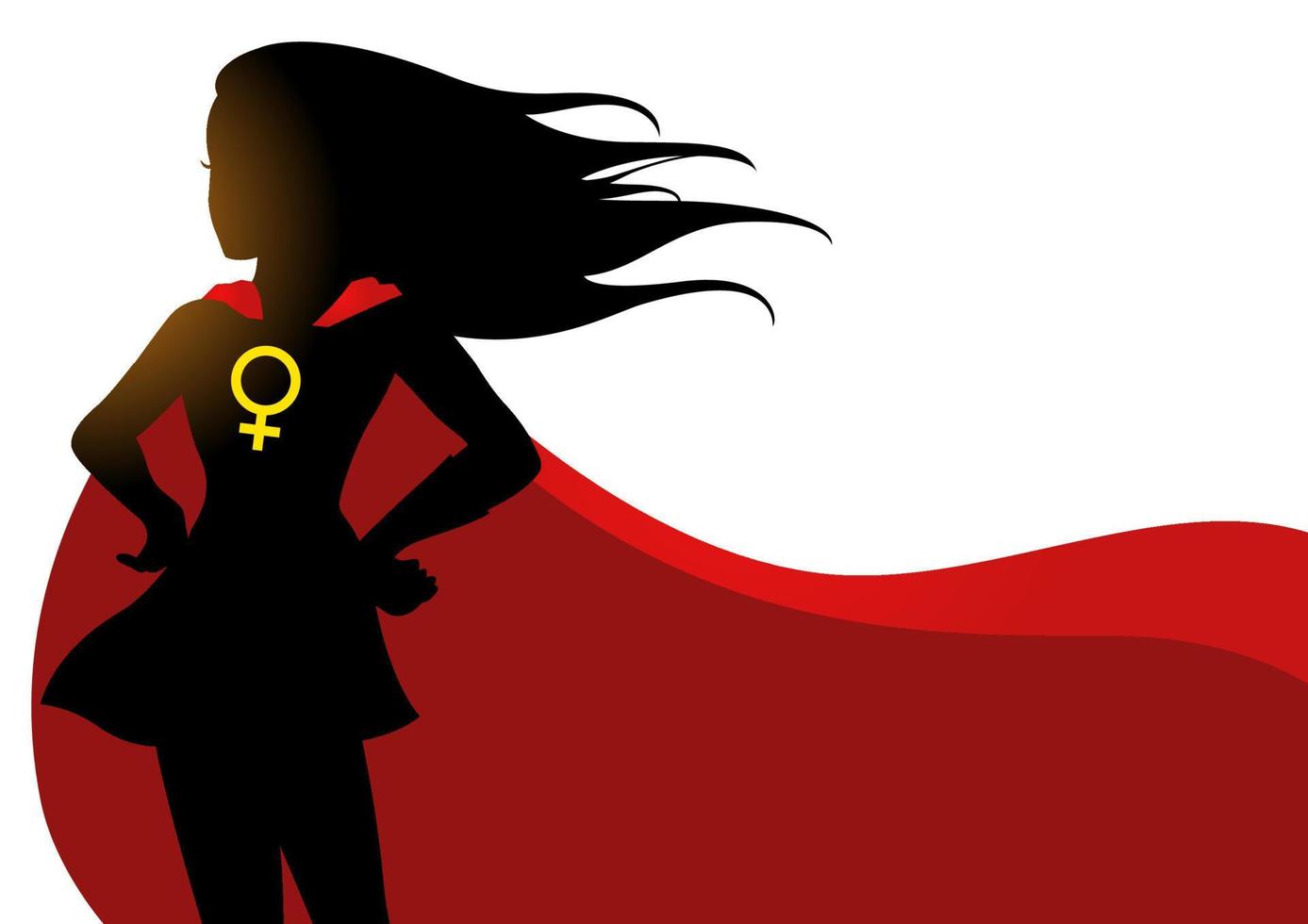 superhjältinna i röd cape med kvinnlig symbol vektor