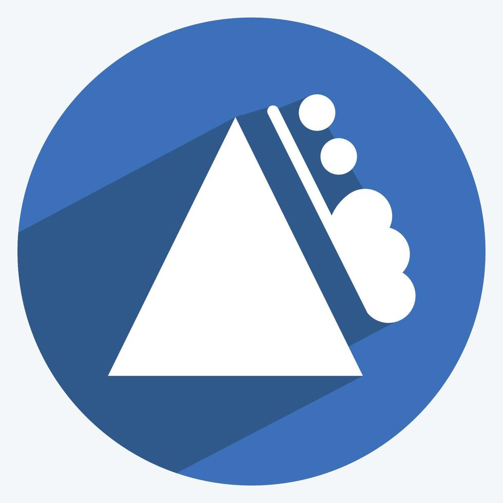 jordskred ikon i trendig lång skugga stil isolerad på mjuk blå bakgrund vektor