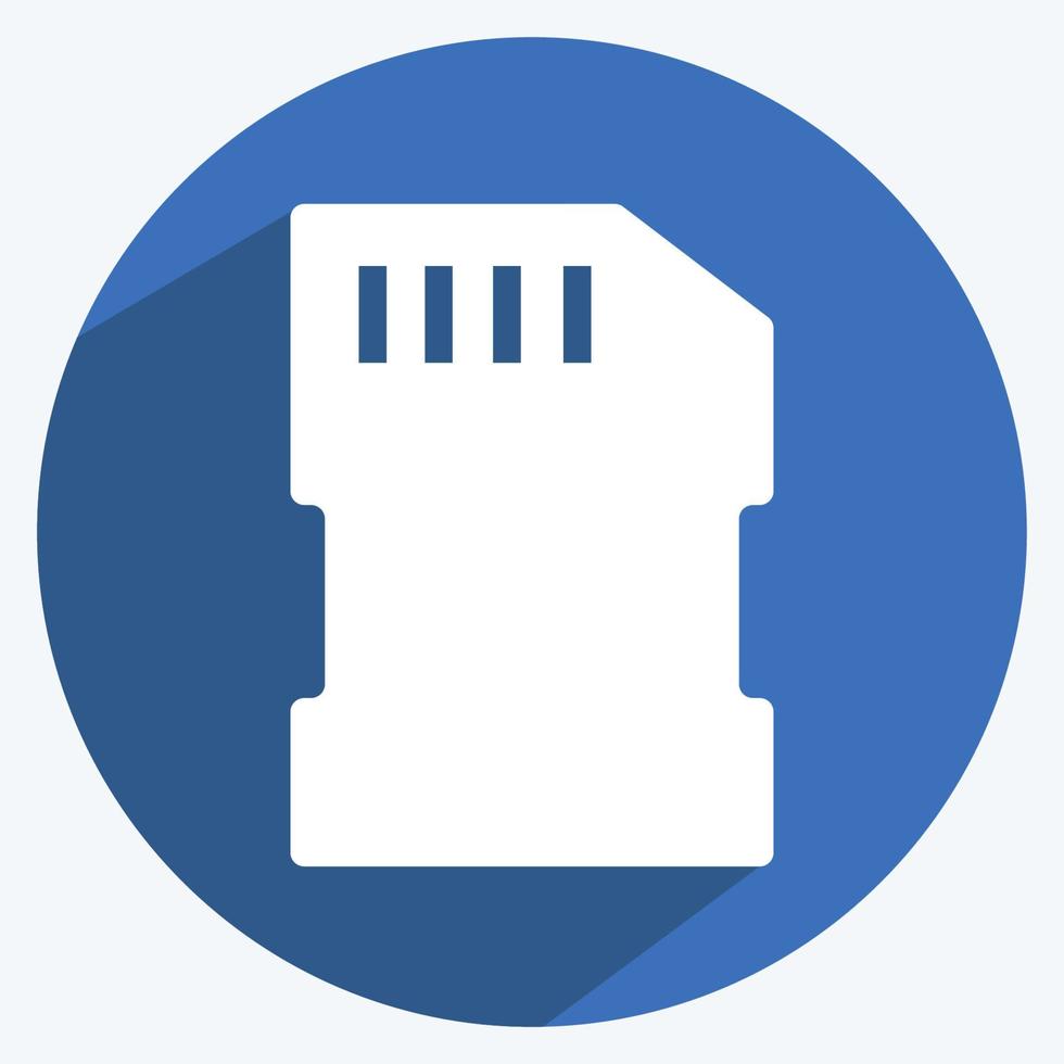 chip ikon i trendig lång skugga stil isolerad på mjuk blå bakgrund vektor