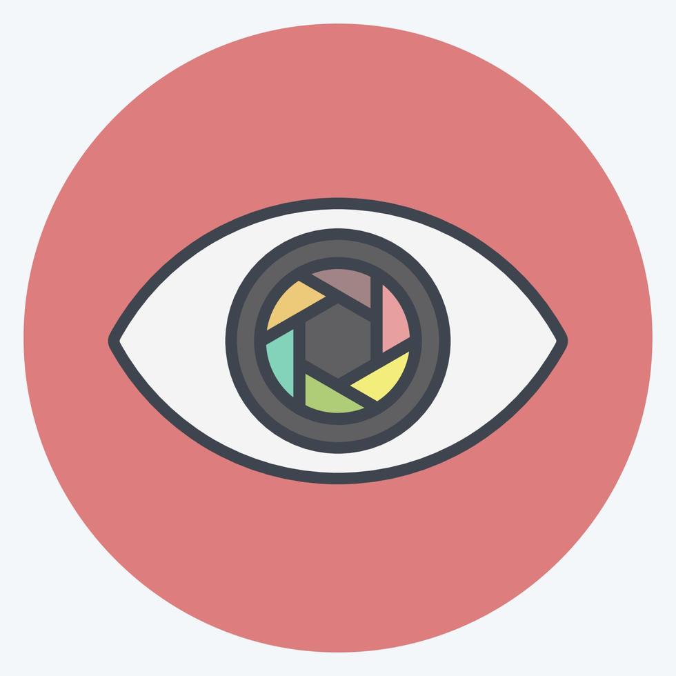 Augensymbol im trendigen Color Mate-Stil isoliert auf weichem blauem Hintergrund vektor