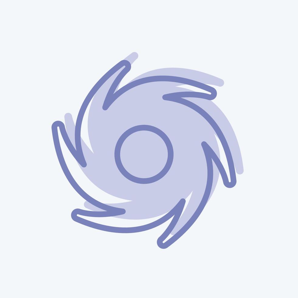 Zyklon-Symbol im trendigen zweifarbigen Stil isoliert auf weichem blauem Hintergrund vektor