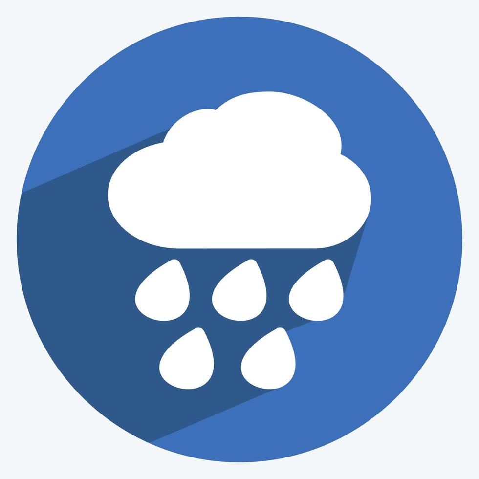 kraftigt regn ikon i trendig lång skugga stil isolerad på mjuk blå bakgrund vektor