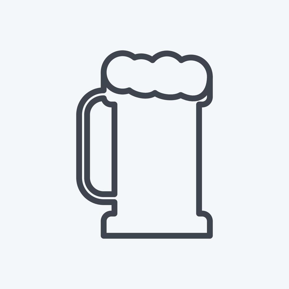 pint öl i-ikonen i trendig linjestil isolerad på mjuk blå bakgrund vektor