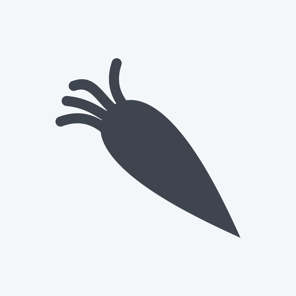 Karotten-Symbol im trendigen Glyphen-Stil isoliert auf weichem blauem Hintergrund vektor