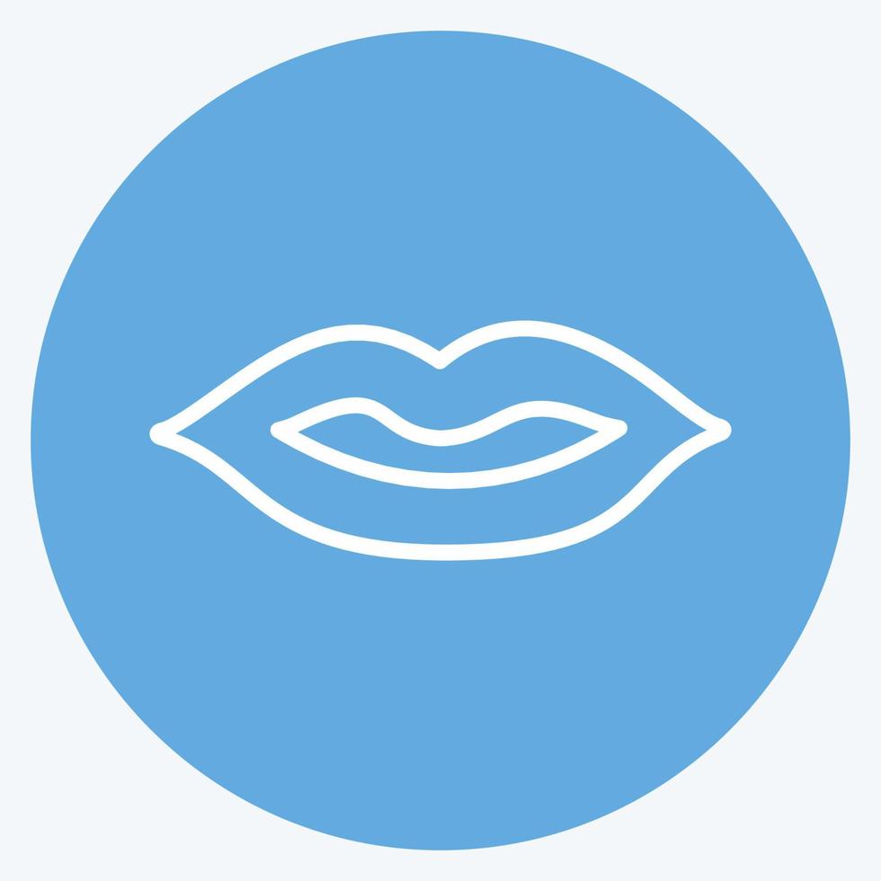 Lippensymbol im trendigen blauen Augen-Stil isoliert auf weichem blauem Hintergrund vektor