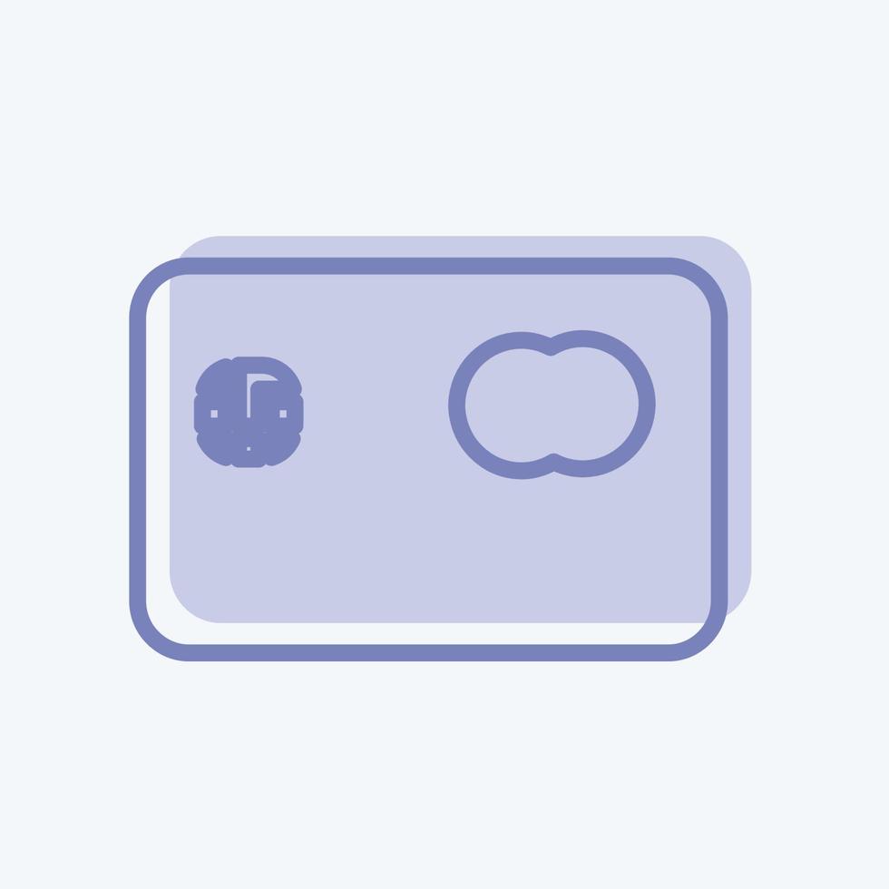 Kreditkartensymbol im trendigen zweifarbigen Stil isoliert auf weichem blauem Hintergrund vektor
