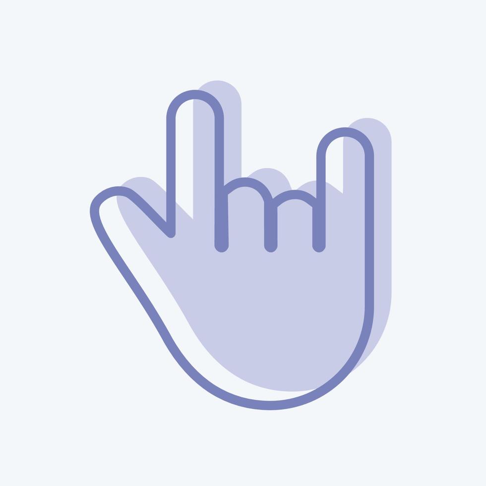 Rock'n'Roll-Symbol im trendigen zweifarbigen Stil isoliert auf weichem blauem Hintergrund vektor
