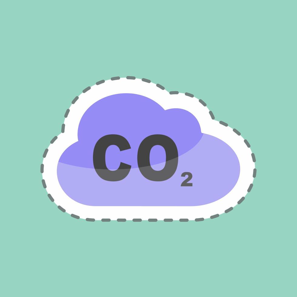 Kohlendioxid-Gas-Aufkleber im trendigen Linienschnitt isoliert auf blauem Hintergrund vektor