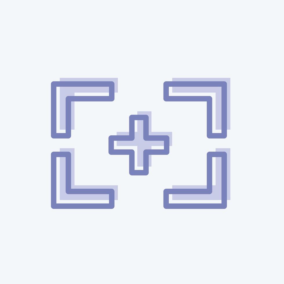 Fokus-I-Symbol im trendigen zweifarbigen Stil isoliert auf weichem blauem Hintergrund vektor
