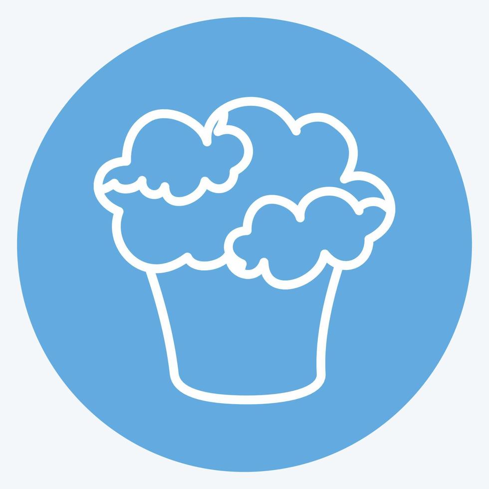 cupcake ikon i trendiga blå ögon stil isolerad på mjuk blå bakgrund vektor