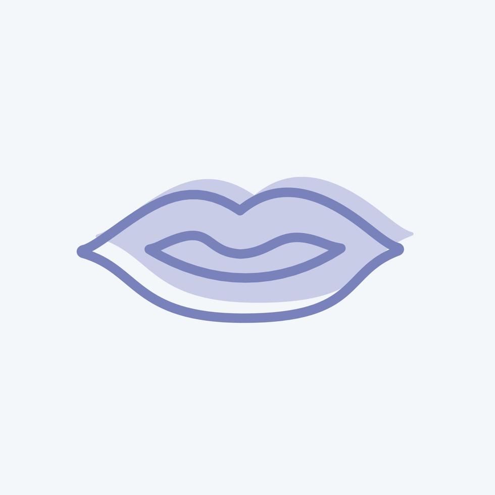 Lippensymbol im trendigen zweifarbigen Stil isoliert auf weichem blauem Hintergrund vektor