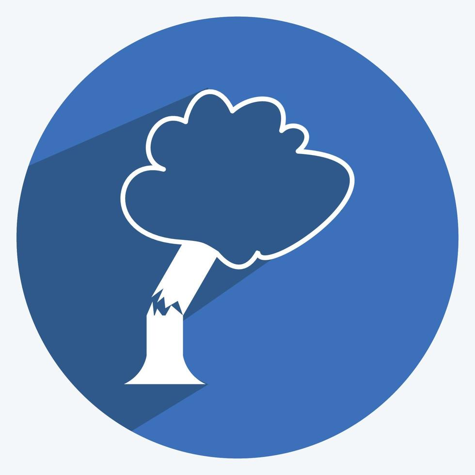 träd fallande ikon i trendig lång skugga stil isolerad på mjuk blå bakgrund vektor