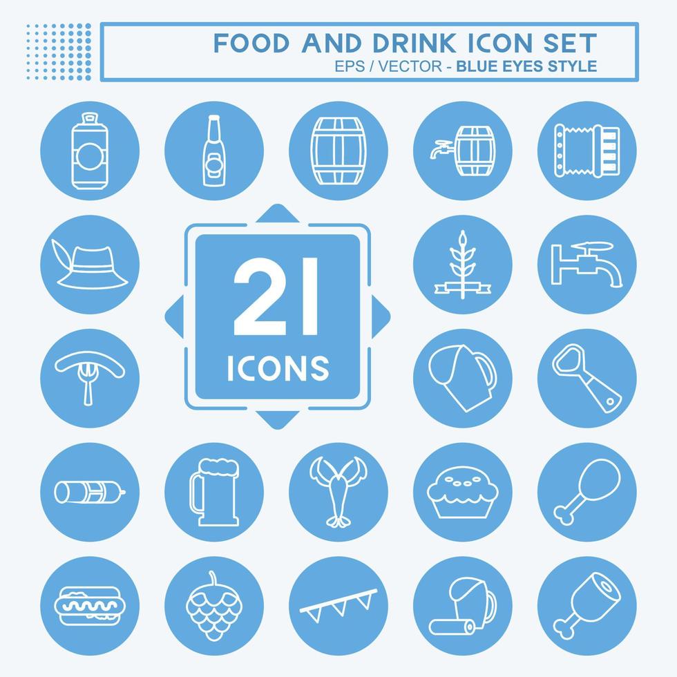 Essen und Trinken Symbol im trendigen blauen Augen-Stil isoliert auf weichem blauem Hintergrund vektor