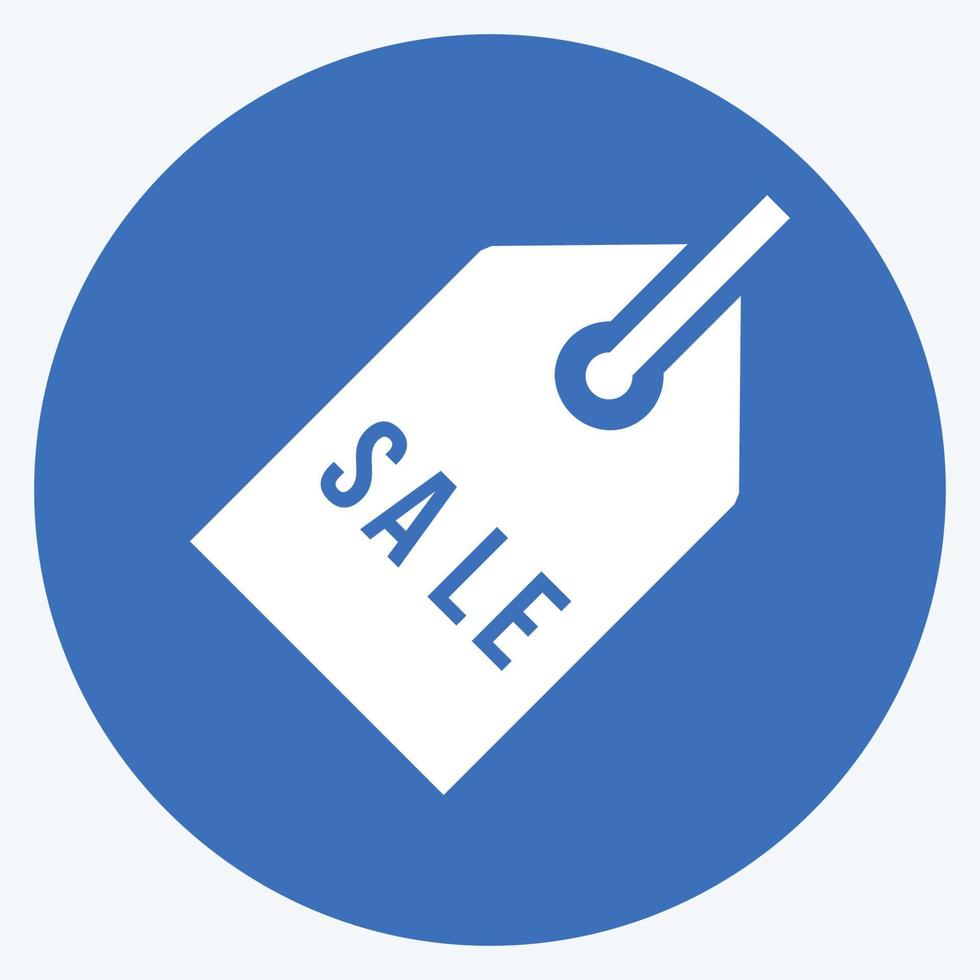 Verkauf-Tag-Symbol im trendigen langen Schatten-Stil isoliert auf weichem blauem Hintergrund vektor