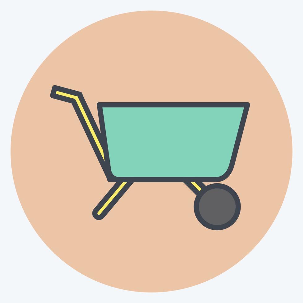 Gartenwagen-Symbol im trendigen Color Mate-Stil isoliert auf weichem blauem Hintergrund vektor