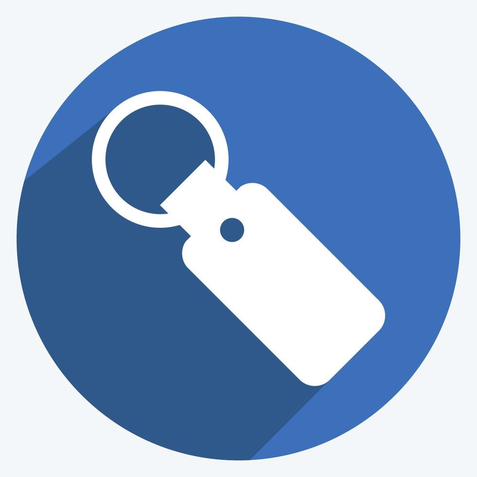 Schlüsselanhänger-Symbol im trendigen langen Schatten-Stil isoliert auf weichem blauem Hintergrund vektor