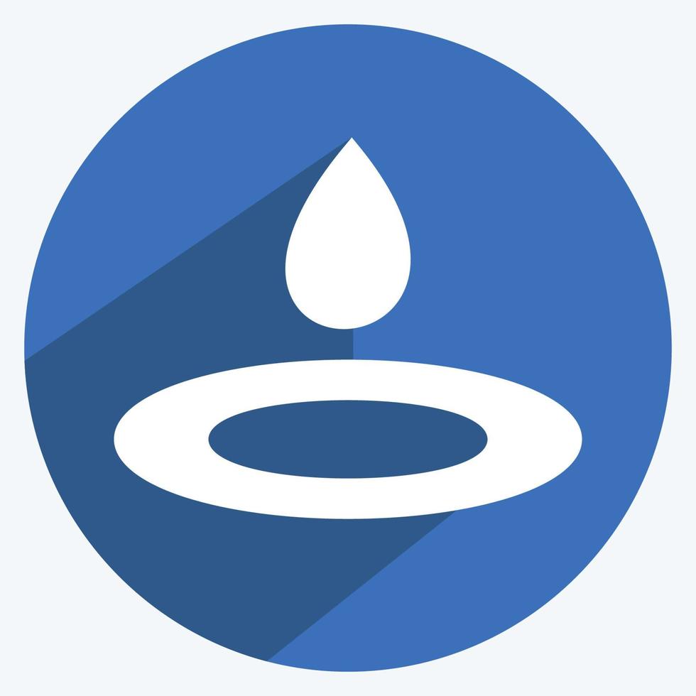 Wassertropfen-Symbol im trendigen langen Schatten-Stil isoliert auf weichem blauem Hintergrund vektor