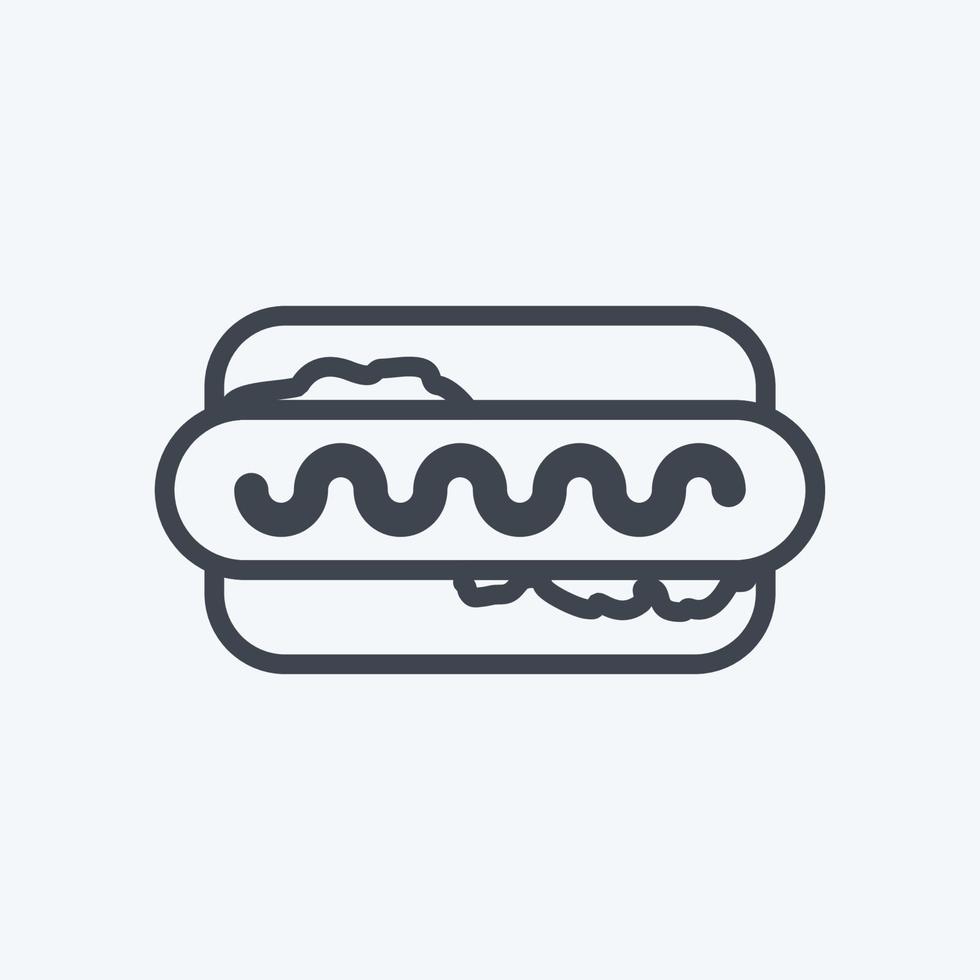 Hot-Dog-Symbol im trendigen Linienstil isoliert auf weichem blauem Hintergrund vektor