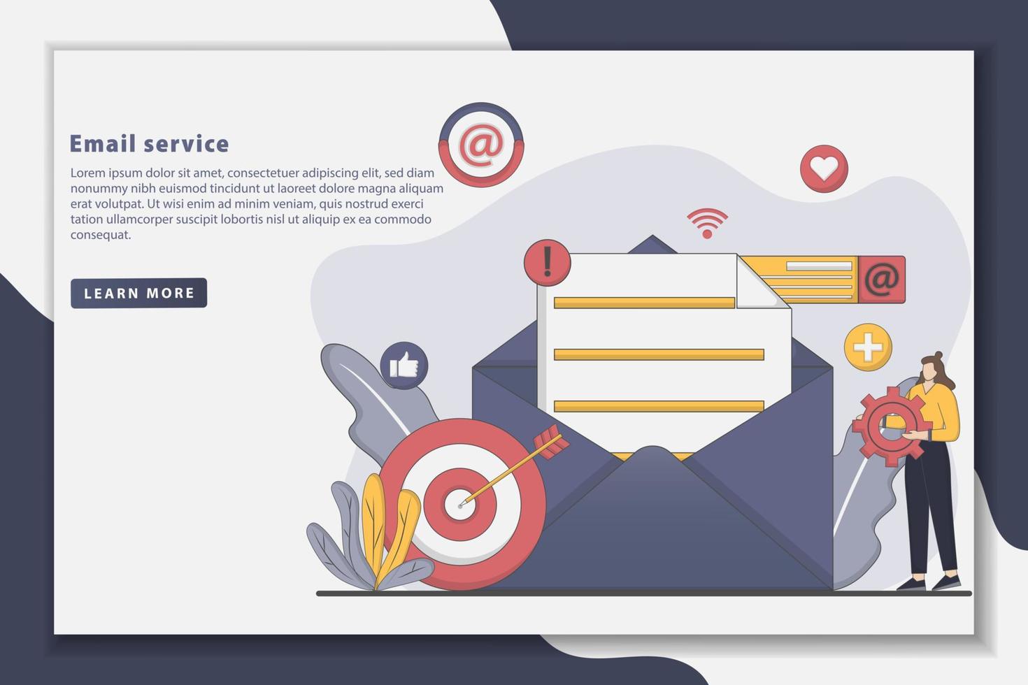 platt stil design e-posttjänst målsida koncept vektor