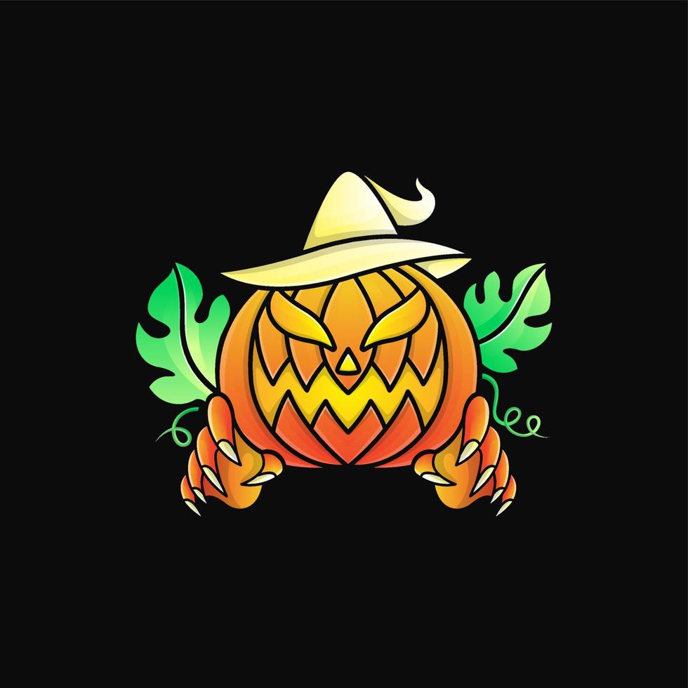 Kürbisgesichtslogo, Halloween-Ereignisvektorillustration vektor