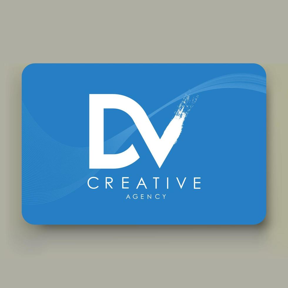 dv-Pinsel-Schriftzug-Logo-Design. weißes Logo-Briefsymbol mit elegantem Vektordesign. . mit Visitenkarten-Vektor-Vorlage. vektor