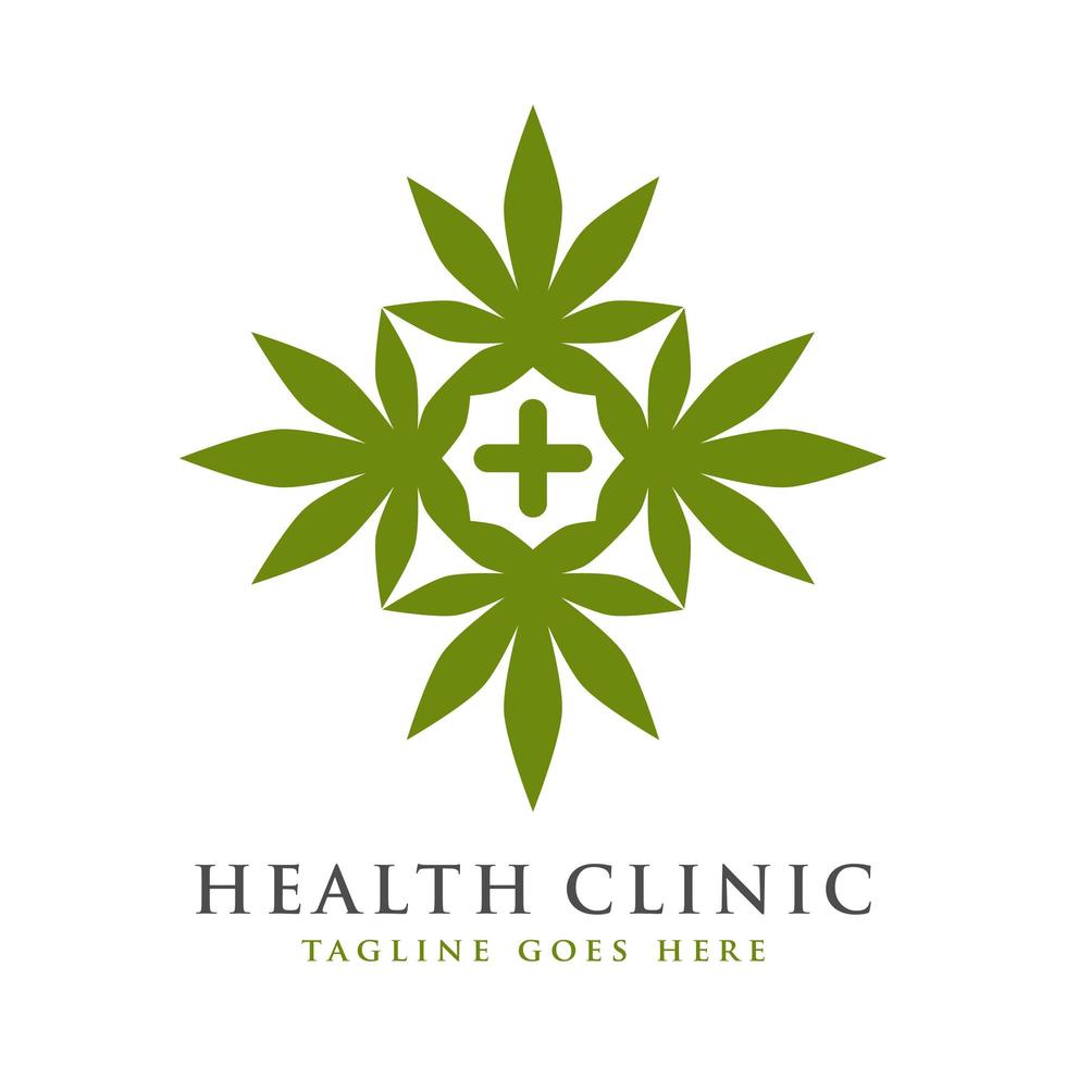 Logo-Design für Gesundheitssymbole und Marihuana vektor