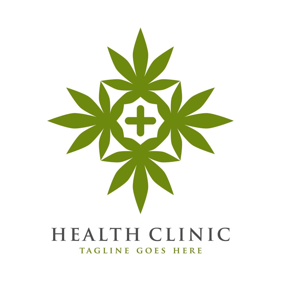 hälsa symbol logotyp design och marijuana vektor
